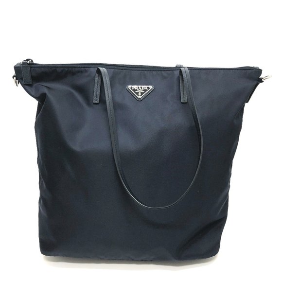 PRADA 1BG189 Triangle logo Bag 2WAY Shoulder Bag Navy SilverHardware - Picture 1 of 10